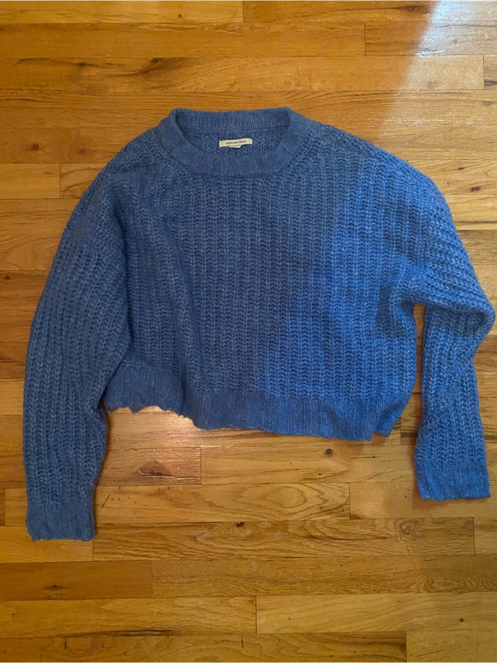 American Eagle Outfitters Periwinkle Cropped Crewneck Sweater